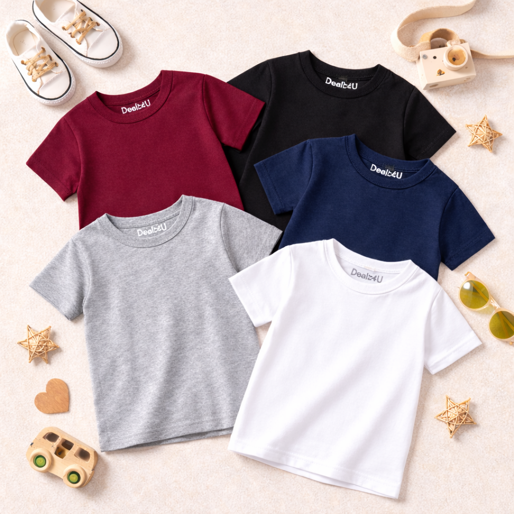 Essential Cotton Jersey Tees for Boys – Pack of 5