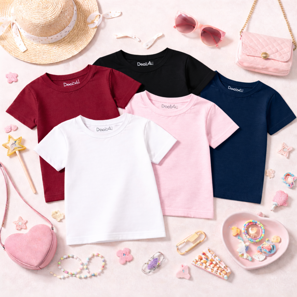Girls Cotton Jersey T-Shirt Set (Pack of 5)