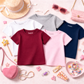 Classic Plain Summer T-Shirts for Girls – Five-Piece Set