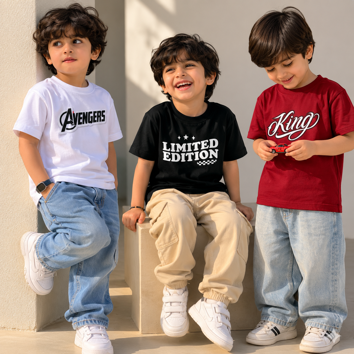 Pack of 3 Boys Printed Cotton Jersey T-Shirts – Half Sleeves