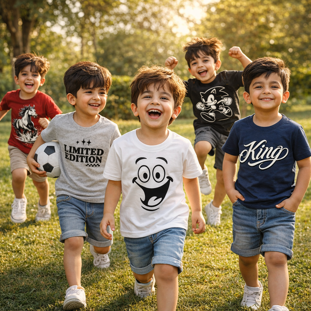 Pack of 5 Cotton Jersey Graphic T-Shirts for Boys