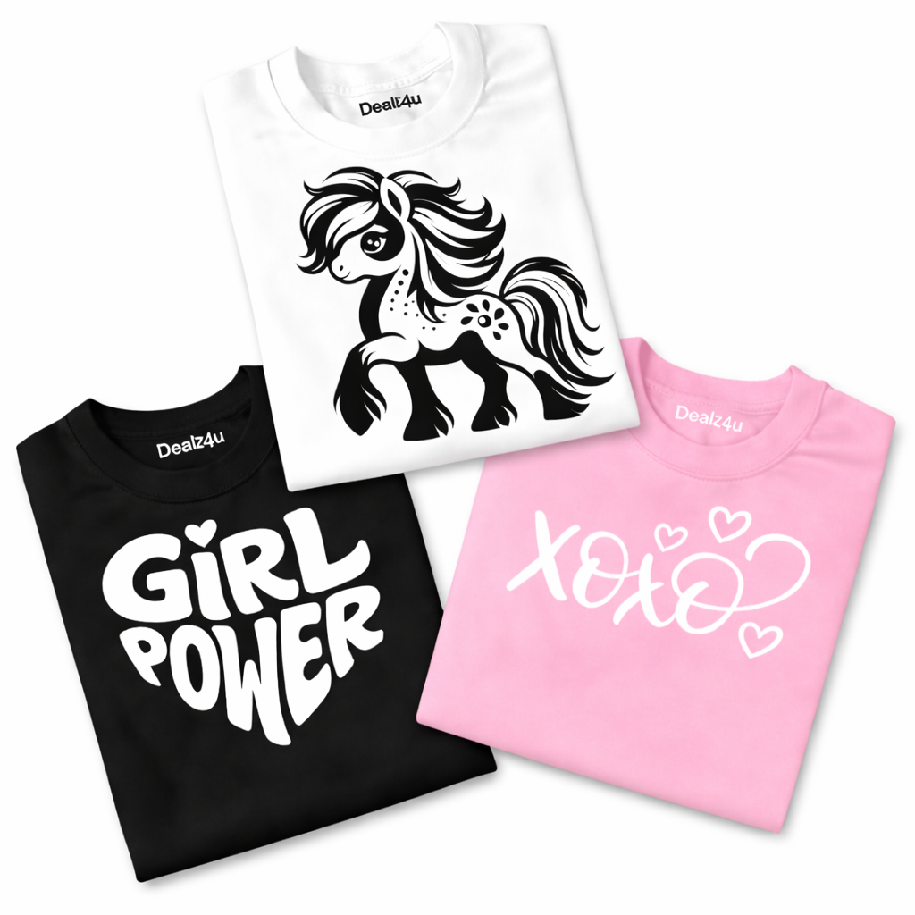 Girls’ Everyday Cotton Jersey T-Shirts (Pack of 3)