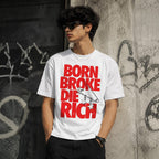 White Graphic Tee Combo – Goku × Born Broke Die Rich