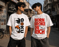 White Graphic Tee Combo – Goku × Born Broke Die Rich