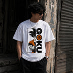 White Graphic Tee Combo – Goku × Born Broke Die Rich