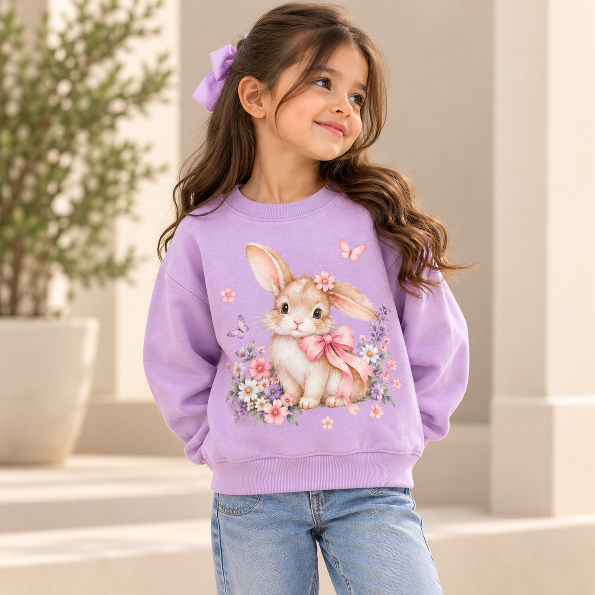 Girls’ Bunny Bloom Lavender Sweatshirt
