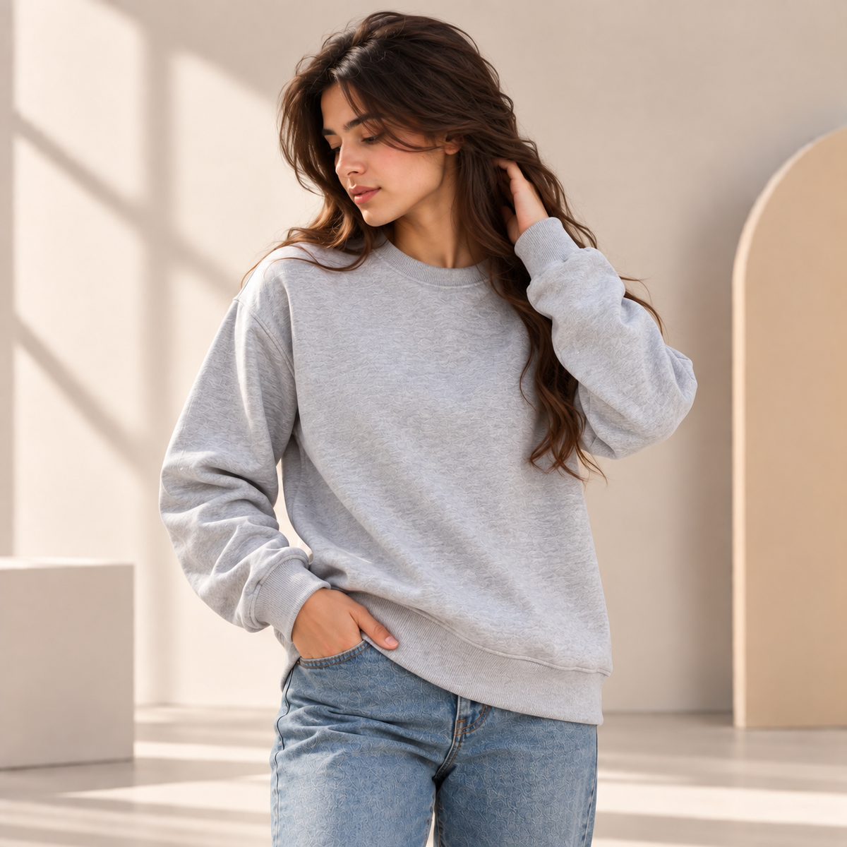 Women’s Essential Heather Grey Sweatshirt
