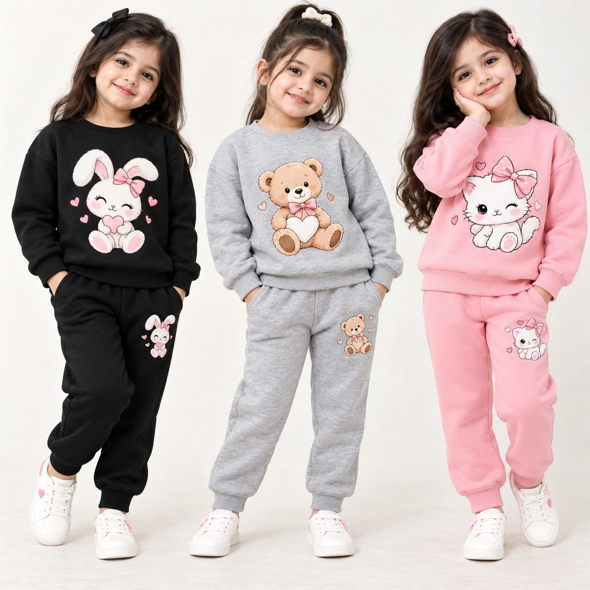 Girls Winter Sweatshirt & Trouser Sets – Pack of 3