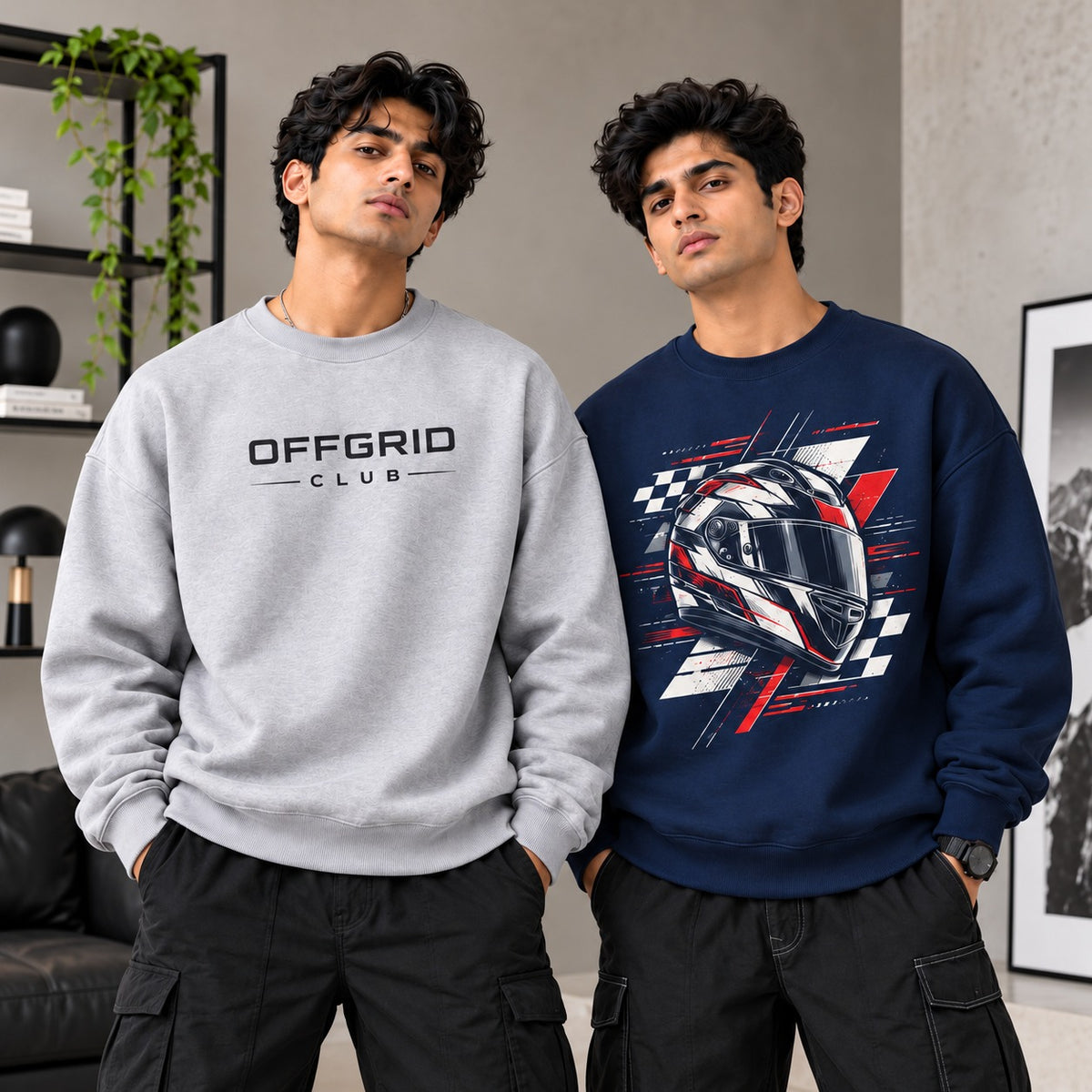 Men's Winter Sweatshirts – Pack of 2 (Heather Grey & Navy Blue)