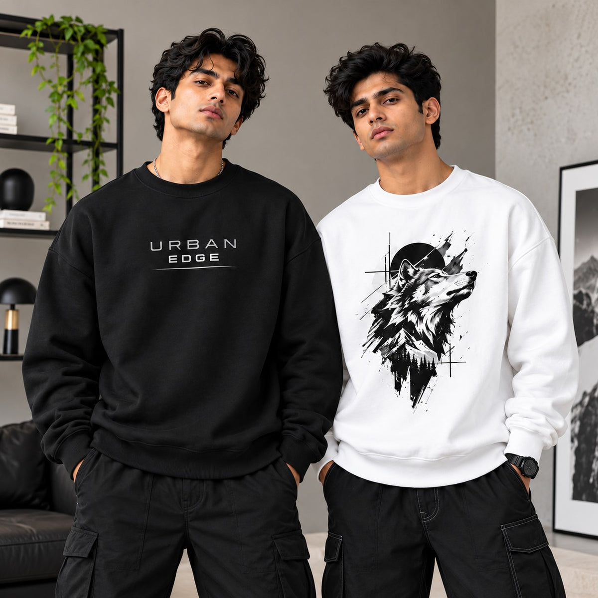 Men's Winter Sweatshirts – Pack of 2 (Black & White)