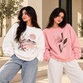 Women's Winter Sweatshirts – Pack of 2 (White & Baby Pink Floral)